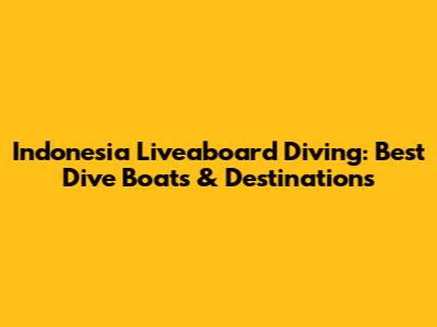Indonesia Liveaboard Diving: Best Dive Boats & Destinations